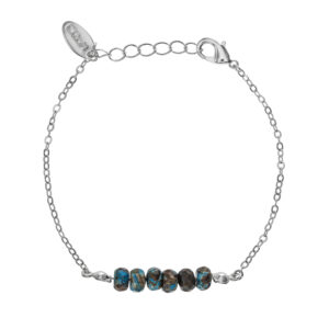 Productfoto armband zilver sluitingslot steentjes blauw bruin sierraad accessoire