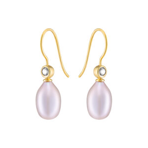 Productfoto oorbellen goud lichtpaars diamantjes sierraden accessoires